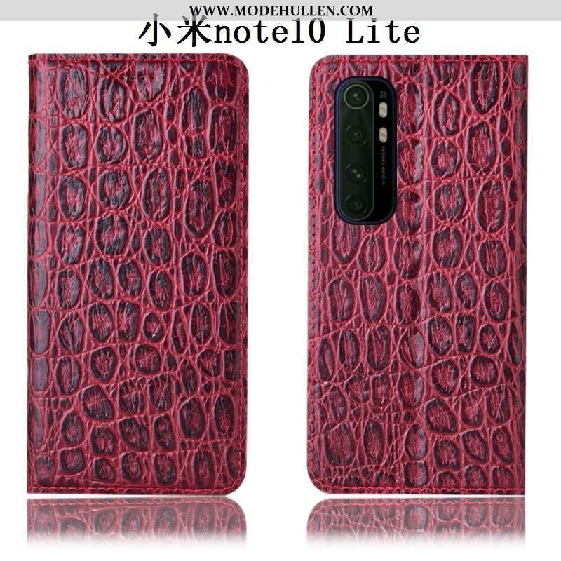 Hülle Xiaomi Mi Note 10 Lite Echt Leder Schutz Folio Jugend Rot Handy Rote