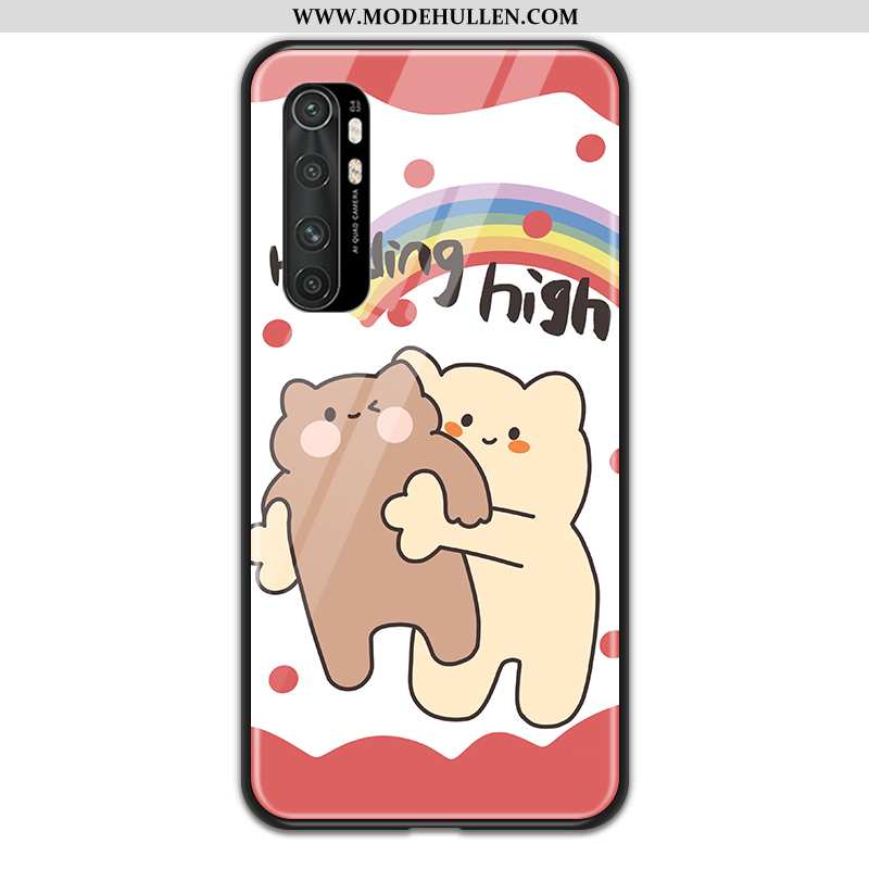 Hülle Xiaomi Mi Note 10 Lite Karikatur Glas Lila Liebhaber Mini Handy