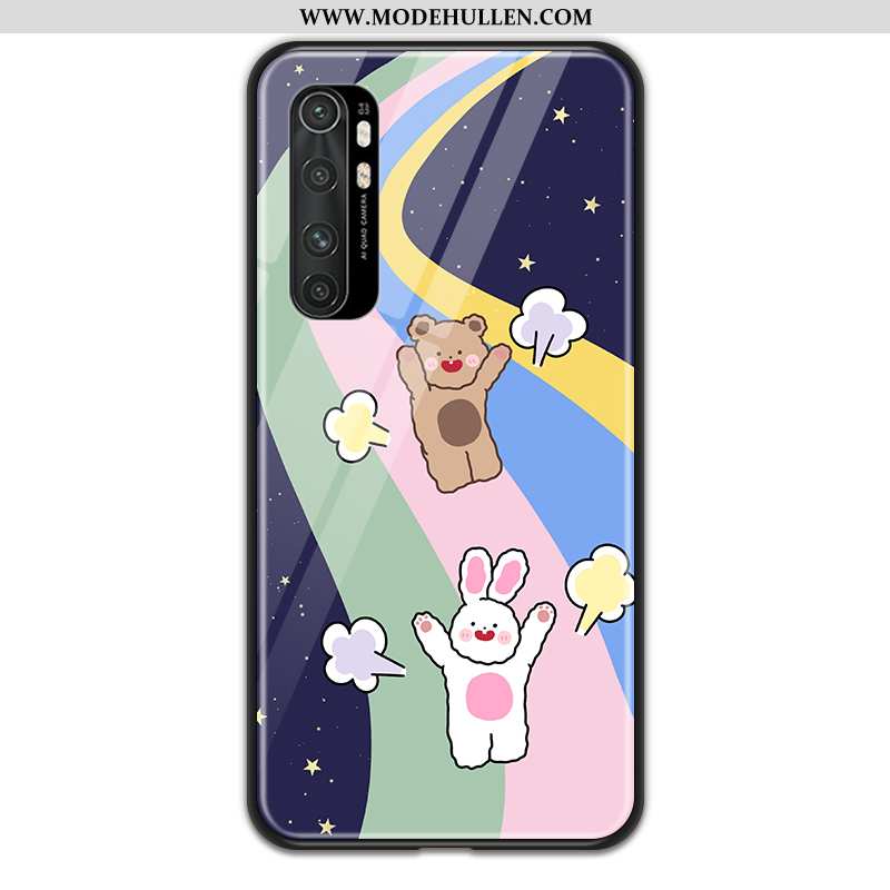 Hülle Xiaomi Mi Note 10 Lite Karikatur Glas Lila Liebhaber Mini Handy