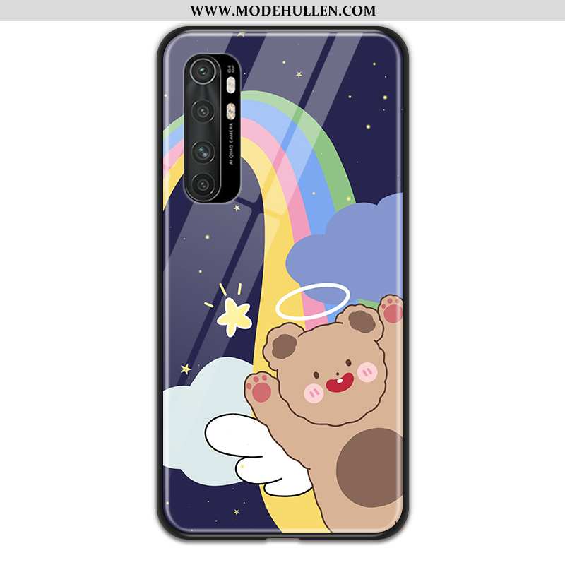 Hülle Xiaomi Mi Note 10 Lite Karikatur Glas Lila Liebhaber Mini Handy