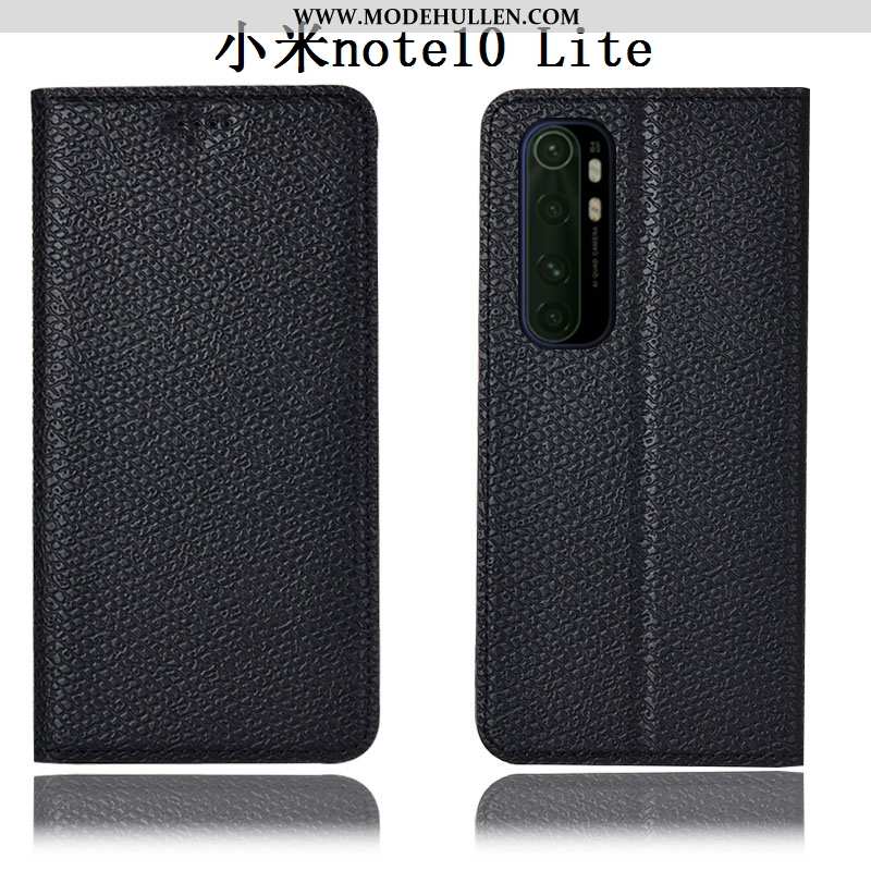 Hülle Xiaomi Mi Note 10 Lite Schutz Echt Leder Jugend Handy Case Anti-sturz Schwarz