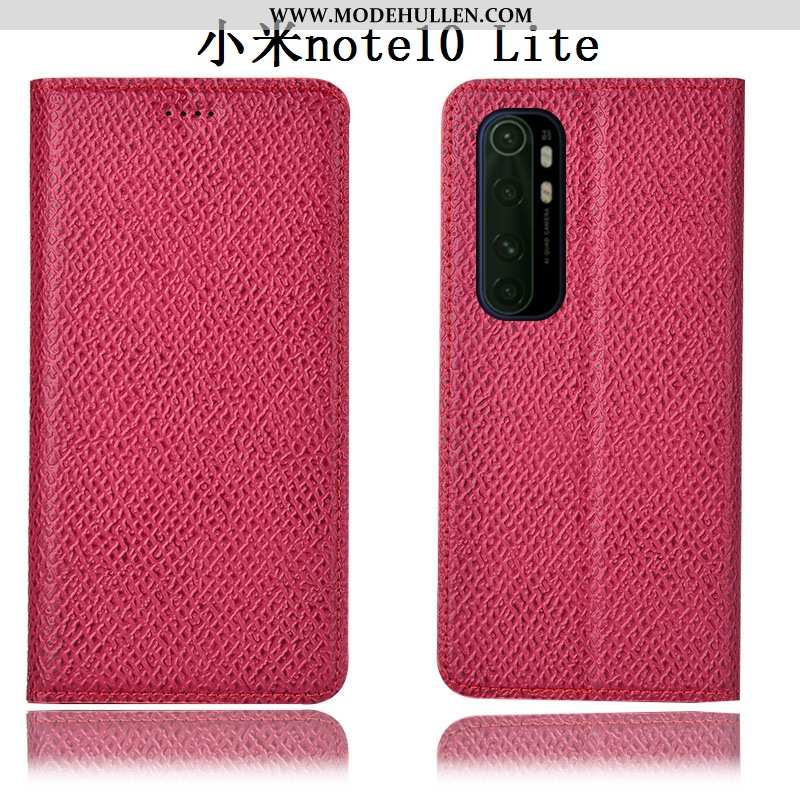 Hülle Xiaomi Mi Note 10 Lite Schutz Echt Leder Jugend Handy Case Anti-sturz Schwarz