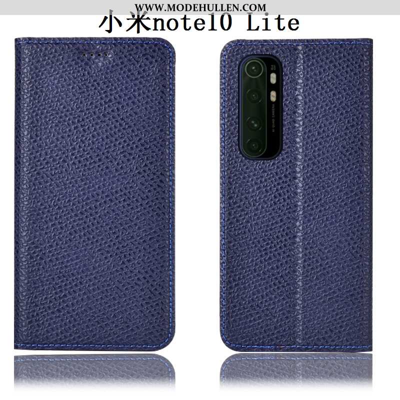 Hülle Xiaomi Mi Note 10 Lite Schutz Echt Leder Jugend Handy Case Anti-sturz Schwarz