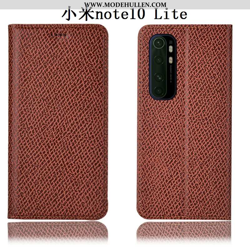 Hülle Xiaomi Mi Note 10 Lite Schutz Echt Leder Jugend Handy Case Anti-sturz Schwarz