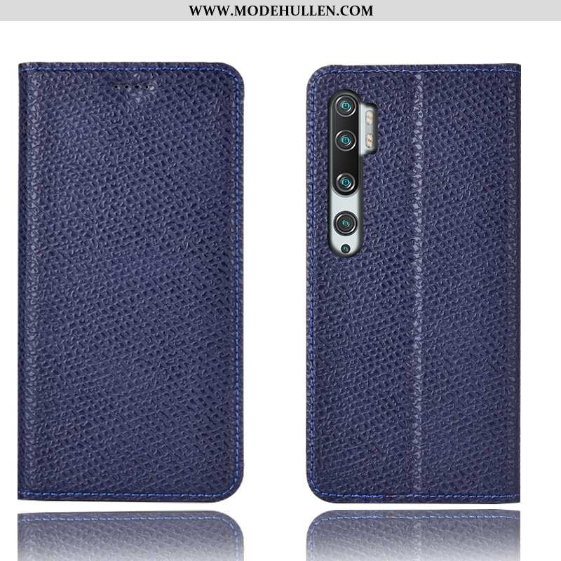 Hülle Xiaomi Mi Note 10 Muster Schutz Case Mini Lederhülle Mesh Dunkelblau