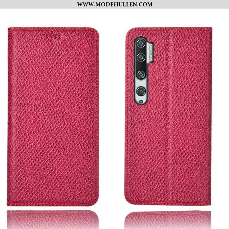 Hülle Xiaomi Mi Note 10 Muster Schutz Case Mini Lederhülle Mesh Dunkelblau