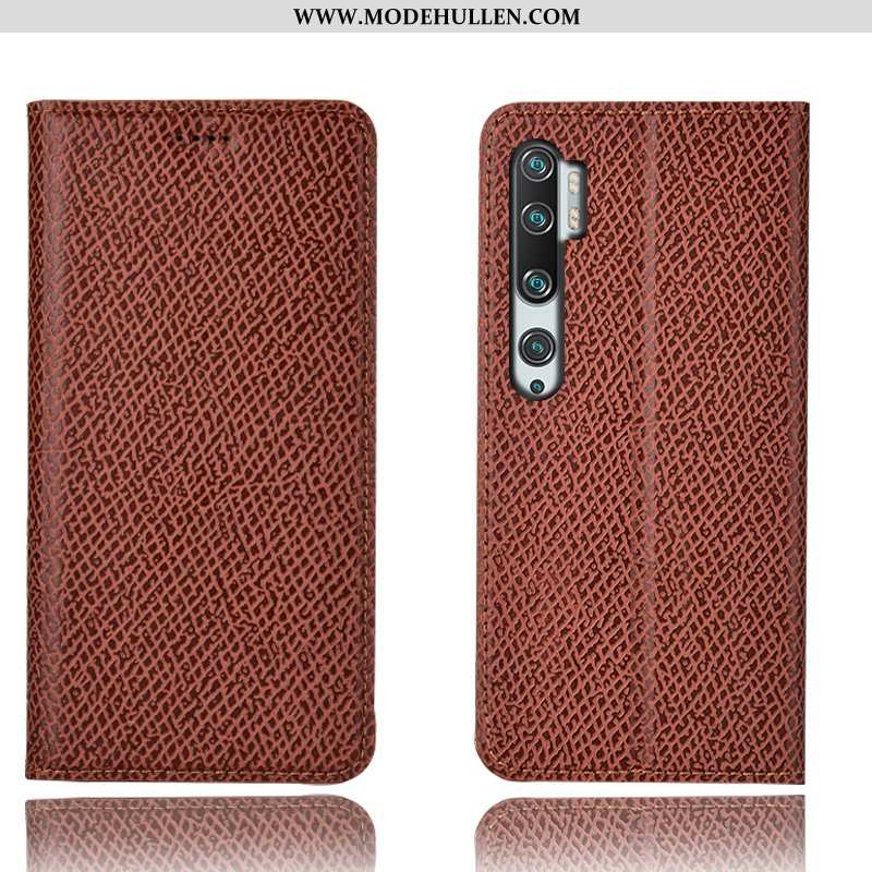 Hülle Xiaomi Mi Note 10 Muster Schutz Case Mini Lederhülle Mesh Dunkelblau