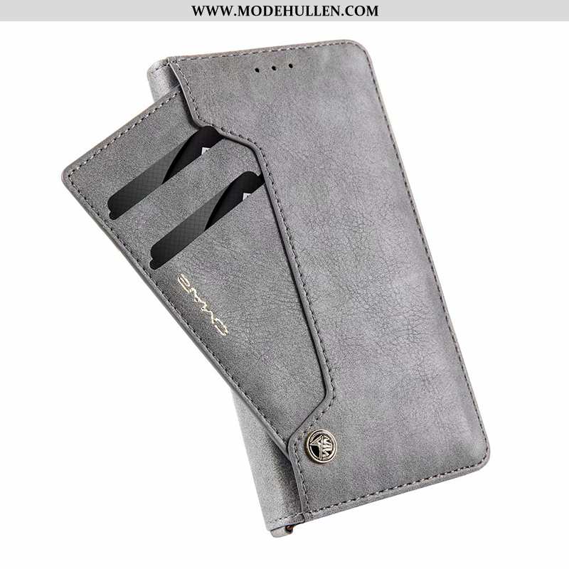 Hülle Xiaomi Mi Note 10 Schutz Lederhülle Folio Case Handy Grau