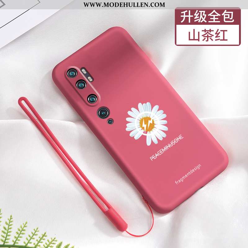 Hülle Xiaomi Mi Note 10 Schutz Weiche Chrysanthemes Angepasst Netto Rot Muster Mini Schwarz