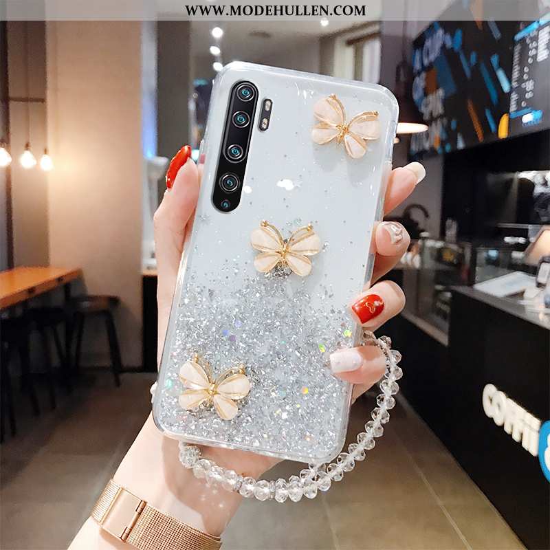 Hülle Xiaomi Mi Note 10 Silikon Schutz Schmetterling Persönlichkeit Transparent Pulver Grün