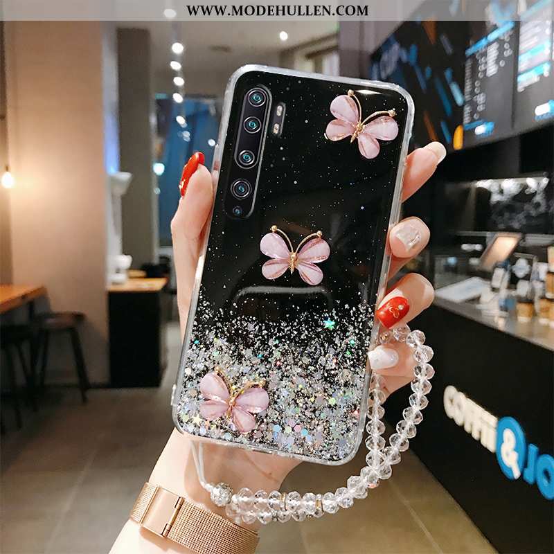 Hülle Xiaomi Mi Note 10 Silikon Schutz Schmetterling Persönlichkeit Transparent Pulver Grün