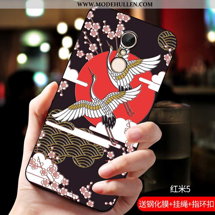 Hülle Xiaomi Redmi 5 Kreativ Prägung Netto Rot Nubuck Case Anti-sturz Neu Blau