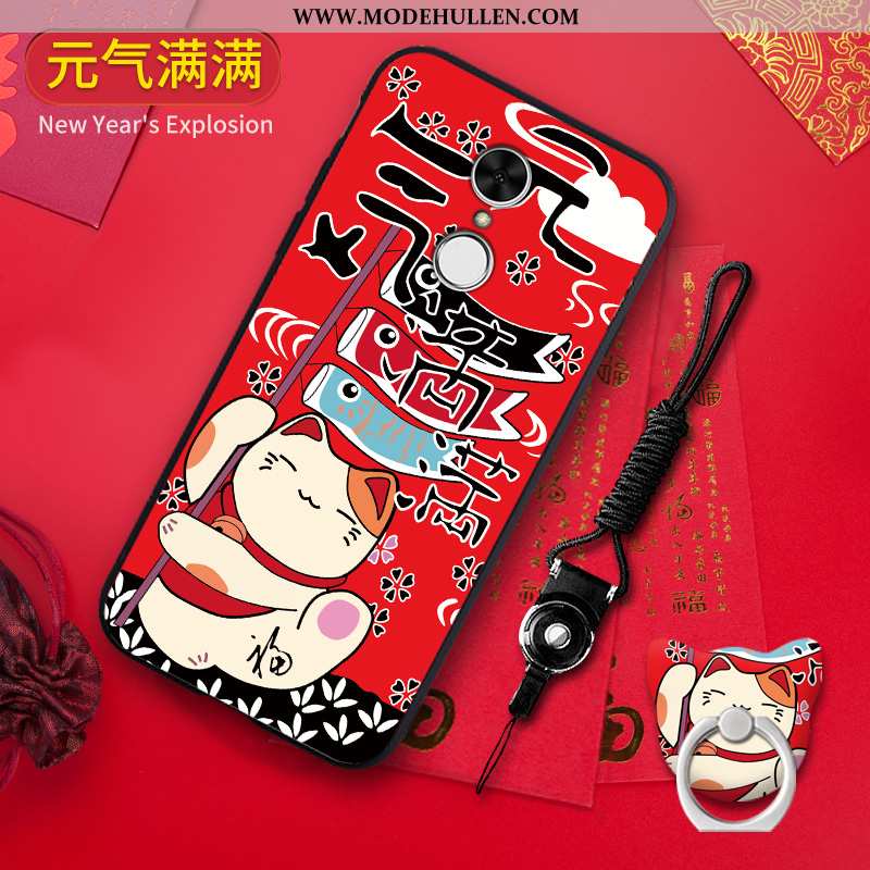 Hülle Xiaomi Redmi 5 Nubuck Persönlichkeit Schutz Katzen Reichtum Anti-sturz Neu Rote