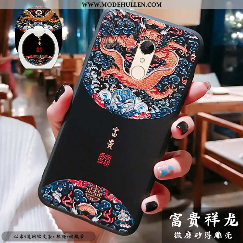 Hülle Xiaomi Redmi 5 Schutz Hängende Verzierungen Retro Anti-sturz Halterung Schwarz