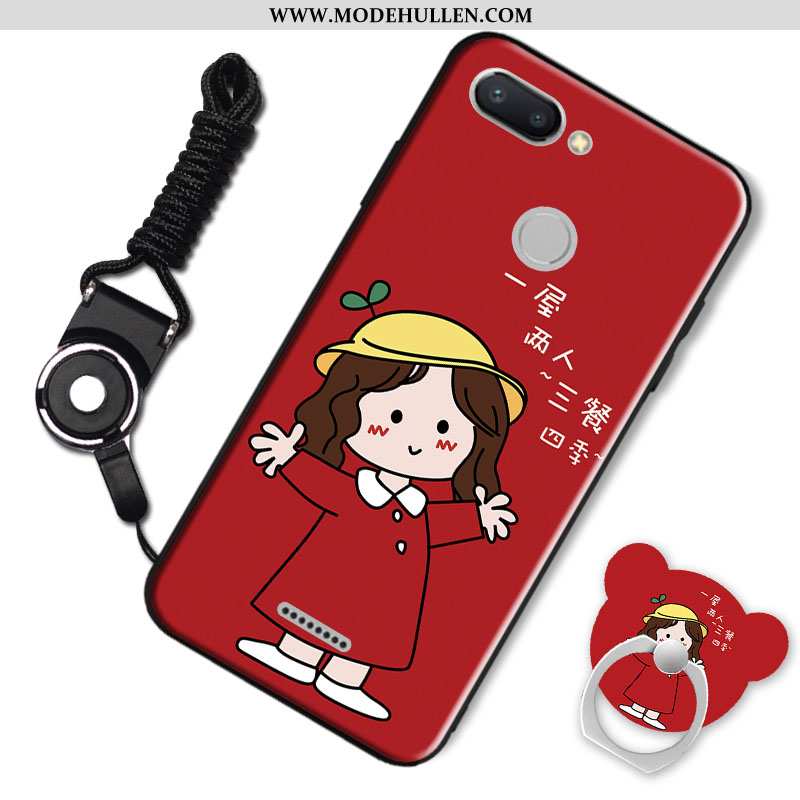 Hülle Xiaomi Redmi 6 Kreativ Karikatur Einfassung Silikon Schwarz Netto Rot Weiche
