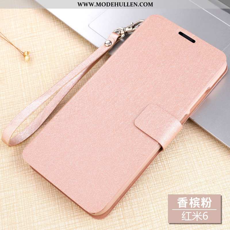 Hülle Xiaomi Redmi 6 Lederhülle Nubuck Clamshell Anti-sturz Handy Rot Blau