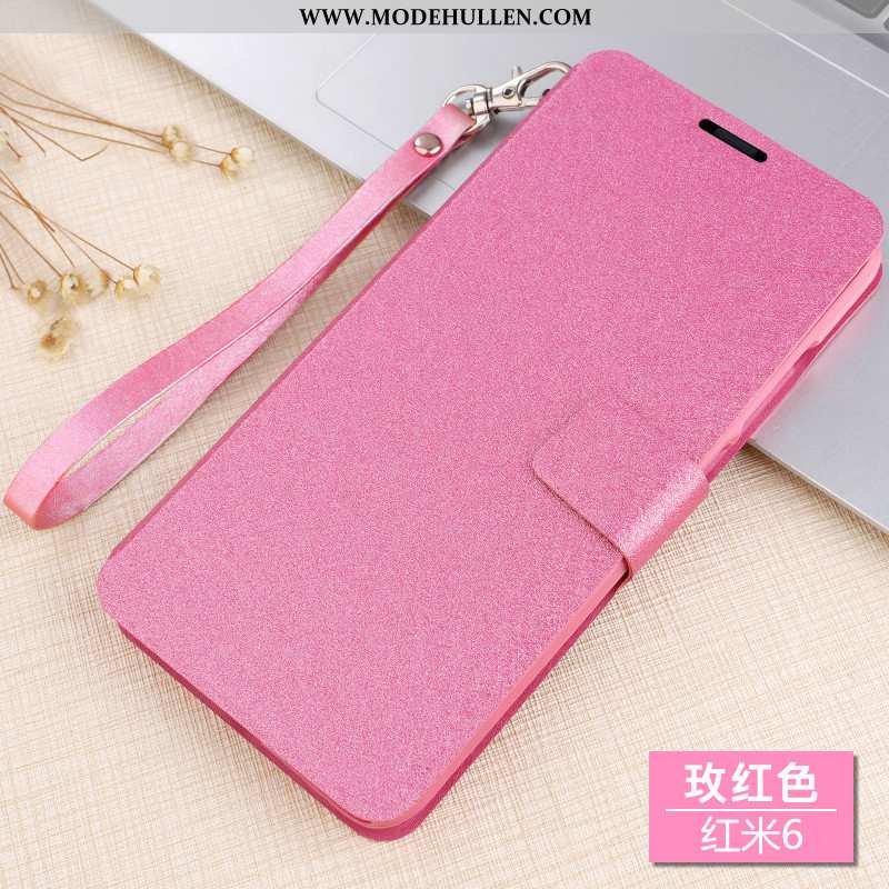 Hülle Xiaomi Redmi 6 Lederhülle Nubuck Clamshell Anti-sturz Handy Rot Blau