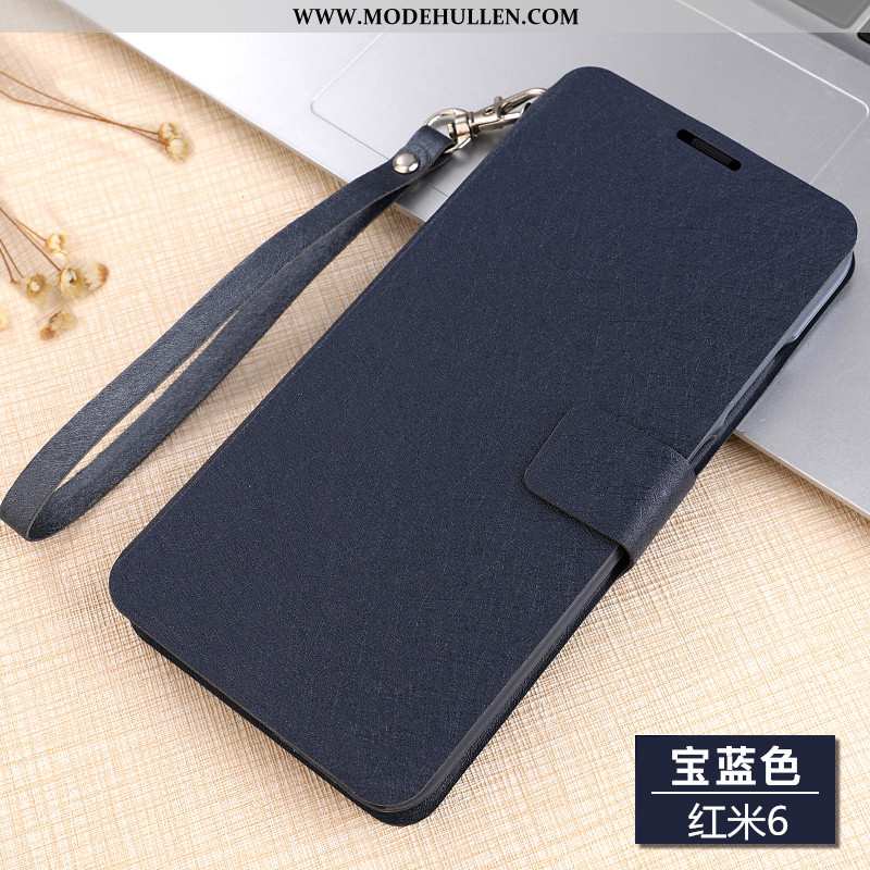 Hülle Xiaomi Redmi 6 Lederhülle Nubuck Clamshell Anti-sturz Handy Rot Blau