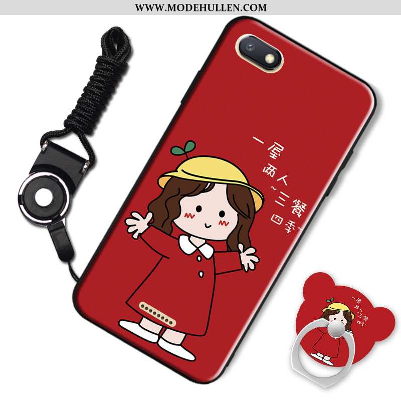 Hülle Xiaomi Redmi 6a Persönlichkeit Karikatur Nubuck Blau Anti-sturz Rot Ring