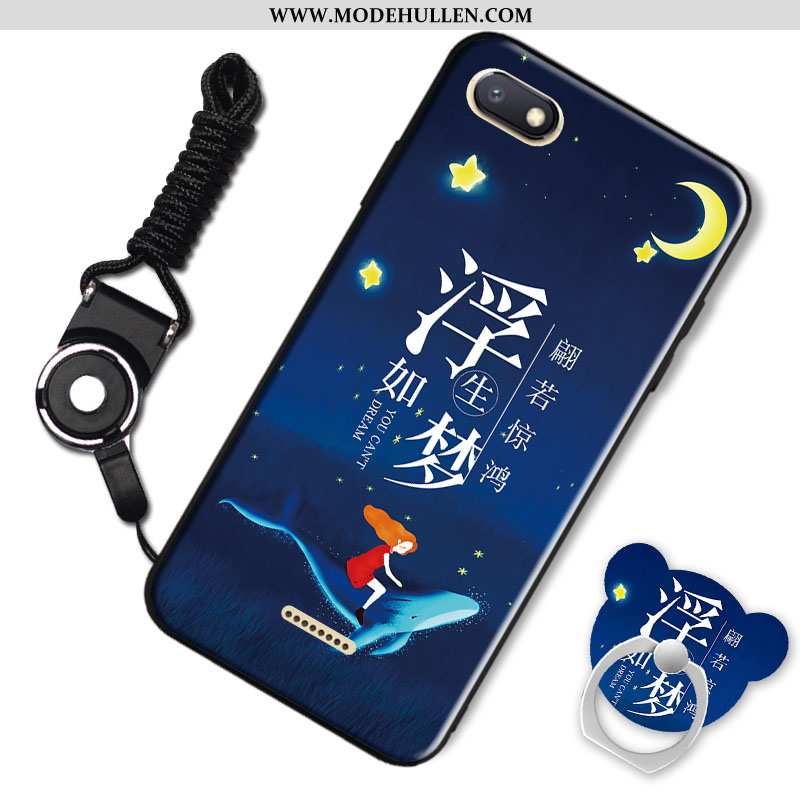 Hülle Xiaomi Redmi 6a Persönlichkeit Karikatur Nubuck Blau Anti-sturz Rot Ring