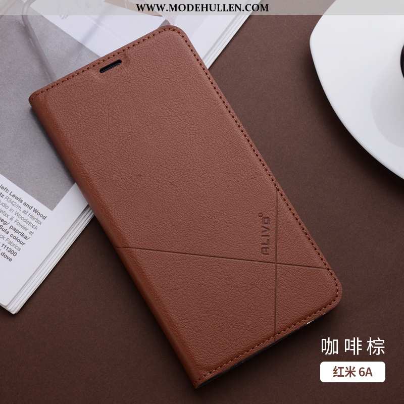 Hülle Xiaomi Redmi 6a Schutz Lederhülle Case Clamshell Kreativ Rot Handy Rosa