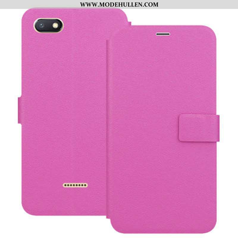 Hülle Xiaomi Redmi 6a Silikon Schutz Mini Lederhülle Case Rot Handy Rosa