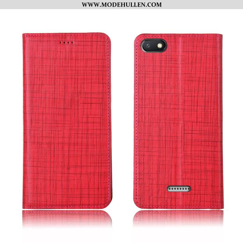 Hülle Xiaomi Redmi 6a Weiche Silikon Echt Leder Schutz Lederhülle Neu Rot Rote