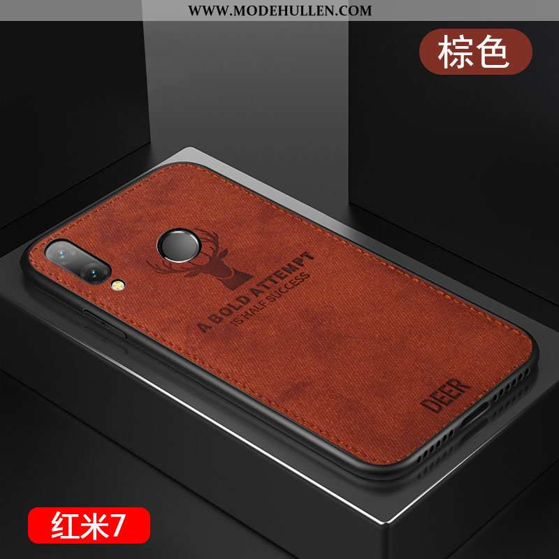 Hülle Xiaomi Redmi 7 Hängende Verzierungen Kreativ Rot Weiche Silikon Muster Temperieren Blau