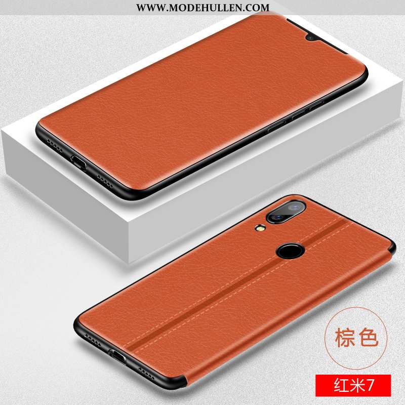 Hülle Xiaomi Redmi 7 Kreativ Trend Silikon Lederhülle Schutz Neu Rot Braun