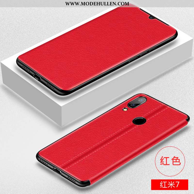 Hülle Xiaomi Redmi 7 Kreativ Trend Silikon Lederhülle Schutz Neu Rot Braun