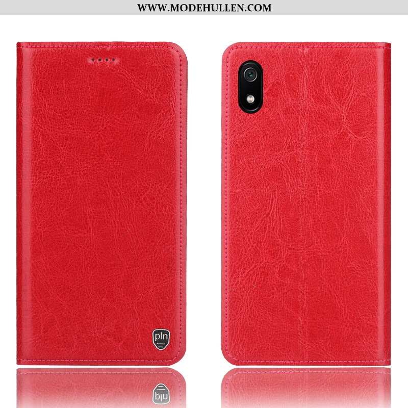 Hülle Xiaomi Redmi 7a Lederhülle Muster Schutz Grau Handy Folio Case