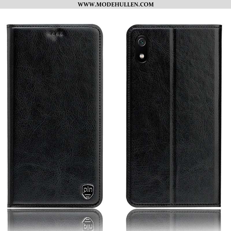 Hülle Xiaomi Redmi 7a Lederhülle Muster Schutz Grau Handy Folio Case
