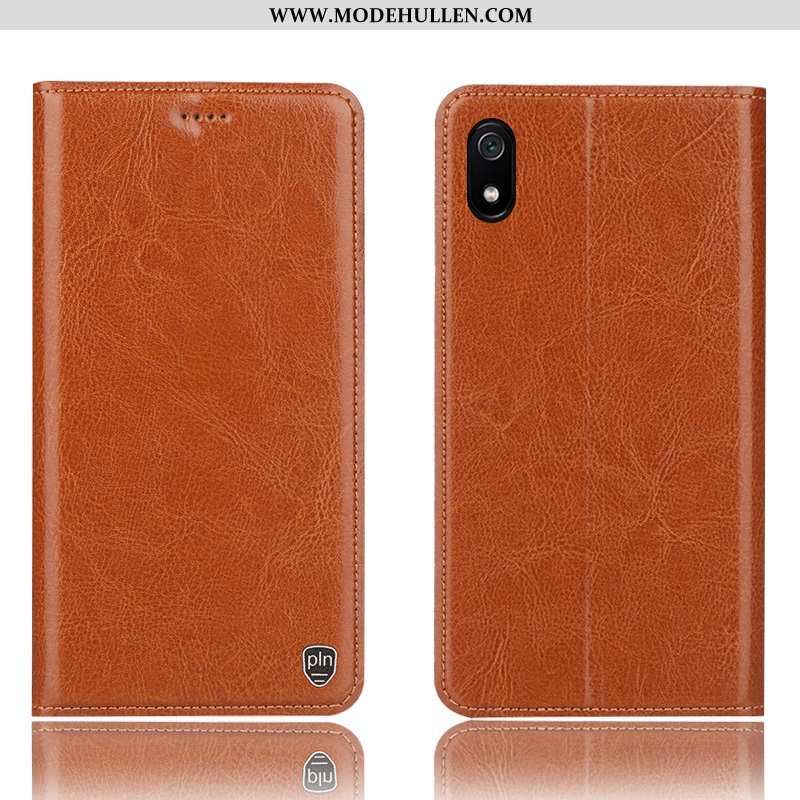Hülle Xiaomi Redmi 7a Lederhülle Muster Schutz Grau Handy Folio Case