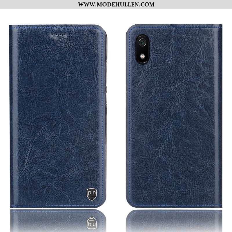 Hülle Xiaomi Redmi 7a Lederhülle Muster Schutz Grau Handy Folio Case