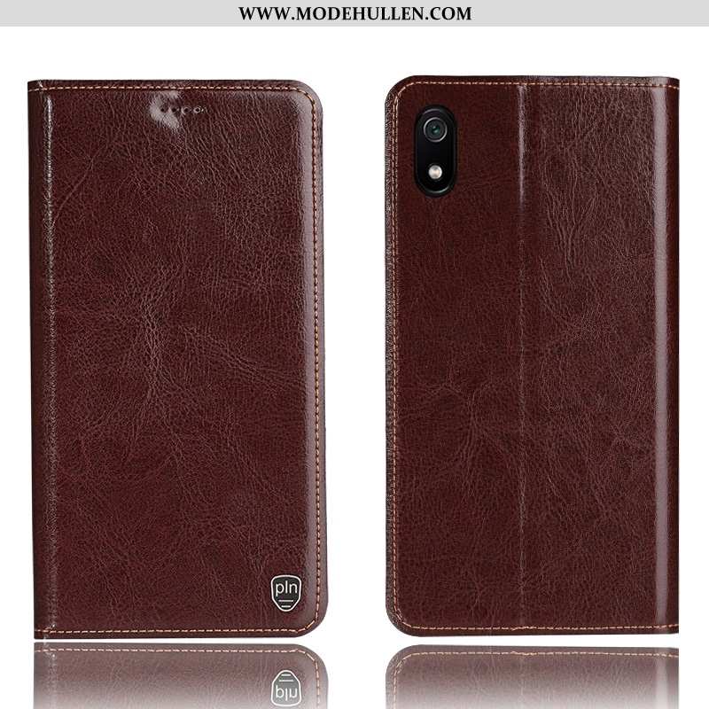 Hülle Xiaomi Redmi 7a Lederhülle Muster Schutz Grau Handy Folio Case