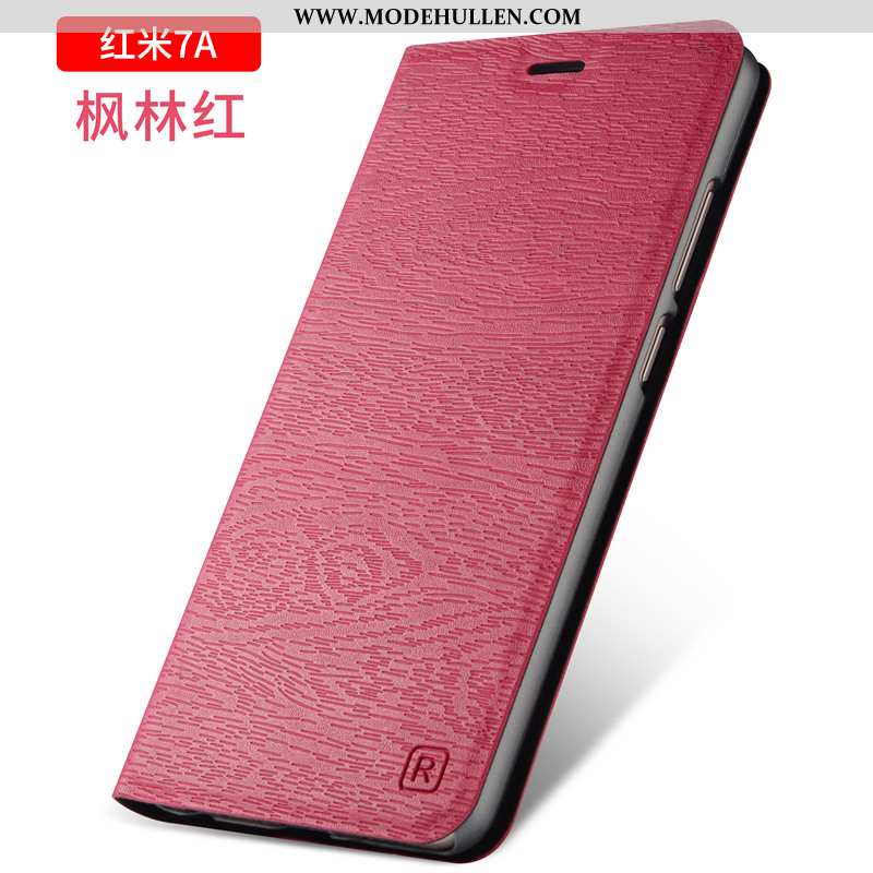 Hülle Xiaomi Redmi 7a Schutz Lederhülle Handy Gold Rot Business Anti-sturz Schwarz
