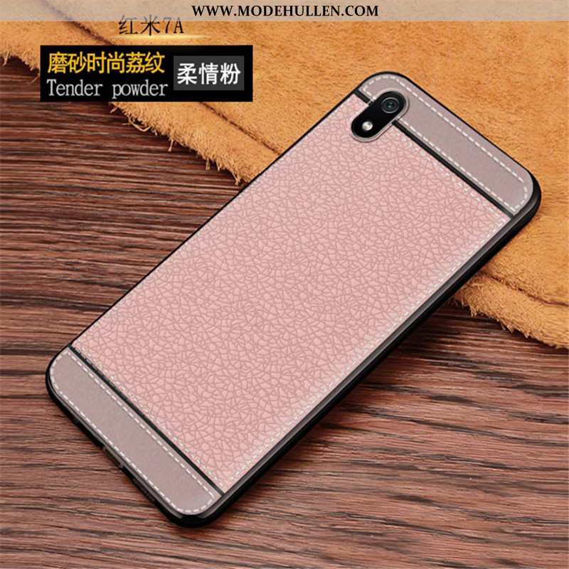 Hülle Xiaomi Redmi 7a Schutz Nubuck Case Mini Business Weiche Rosa