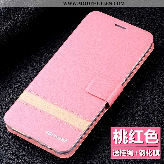 Hülle Xiaomi Redmi 8 Schutz Lederhülle Silikon Anti-sturz Rot Weiche Rosa