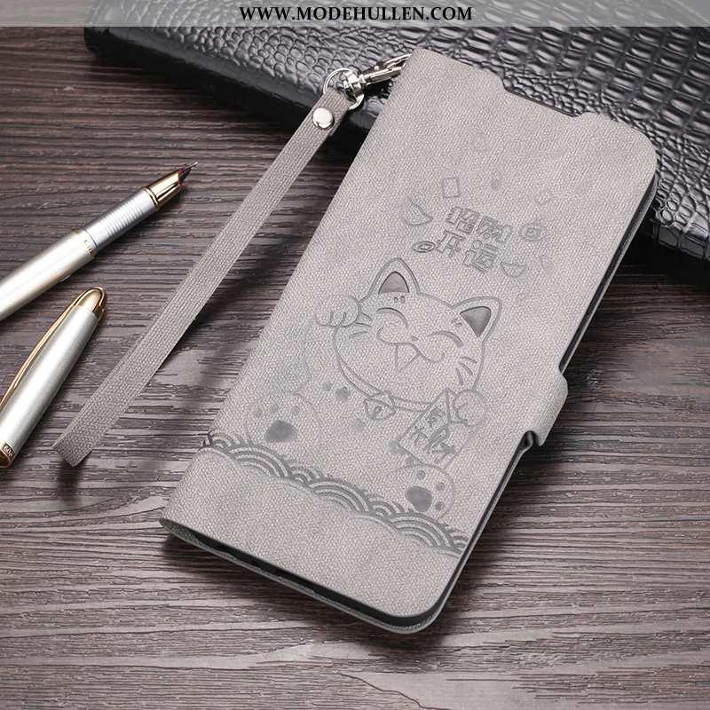 Hülle Xiaomi Redmi 8a Lederhülle Weiche Dunkelblau Case Schutz Handy Silikon