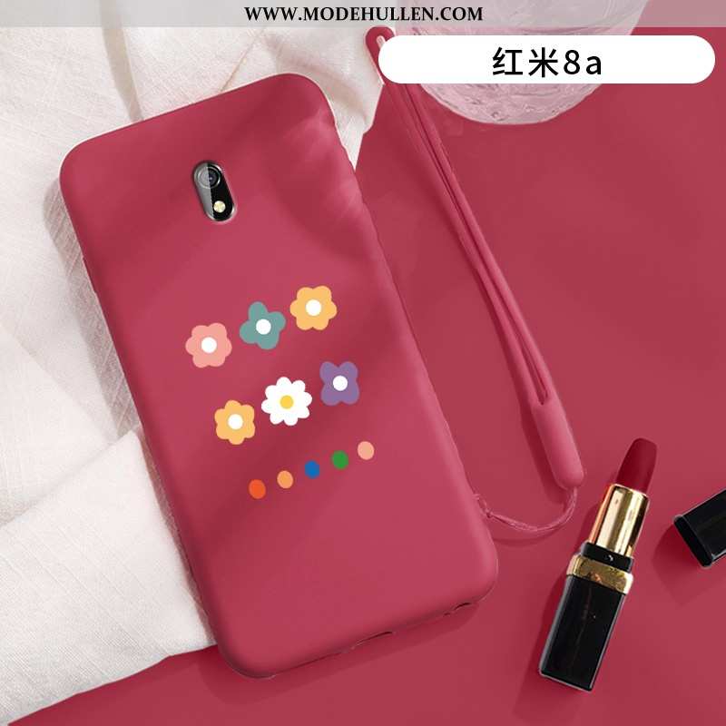 Hülle Xiaomi Redmi 8a Schutz Mode Case Blumen Nubuck Handy Anti-sturz Lila