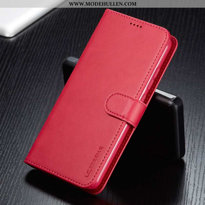 Hülle Xiaomi Redmi 8a Silikon Lederhülle Alles Inklusive Anti-sturz Clamshell Rot Braun