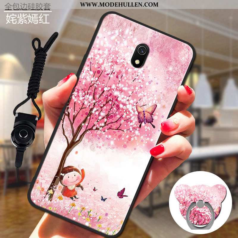 Hülle Xiaomi Redmi 8a Weiche Silikon Case Handy Rot Einfassung Grau