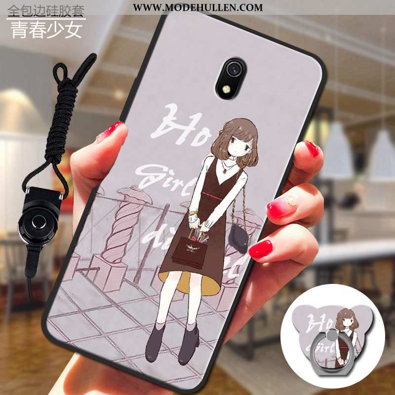 Hülle Xiaomi Redmi 8a Weiche Silikon Case Handy Rot Einfassung Grau