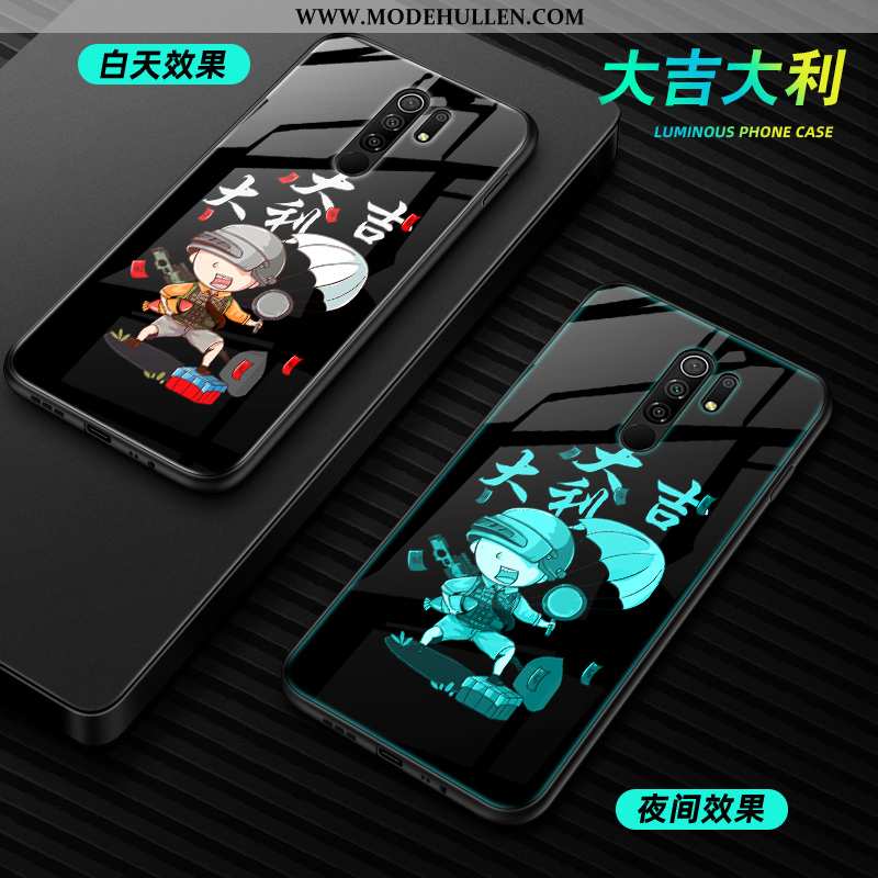 Hülle Xiaomi Redmi 9 Glas Mode Schwer Leuchtende Schutz Case Schwarz