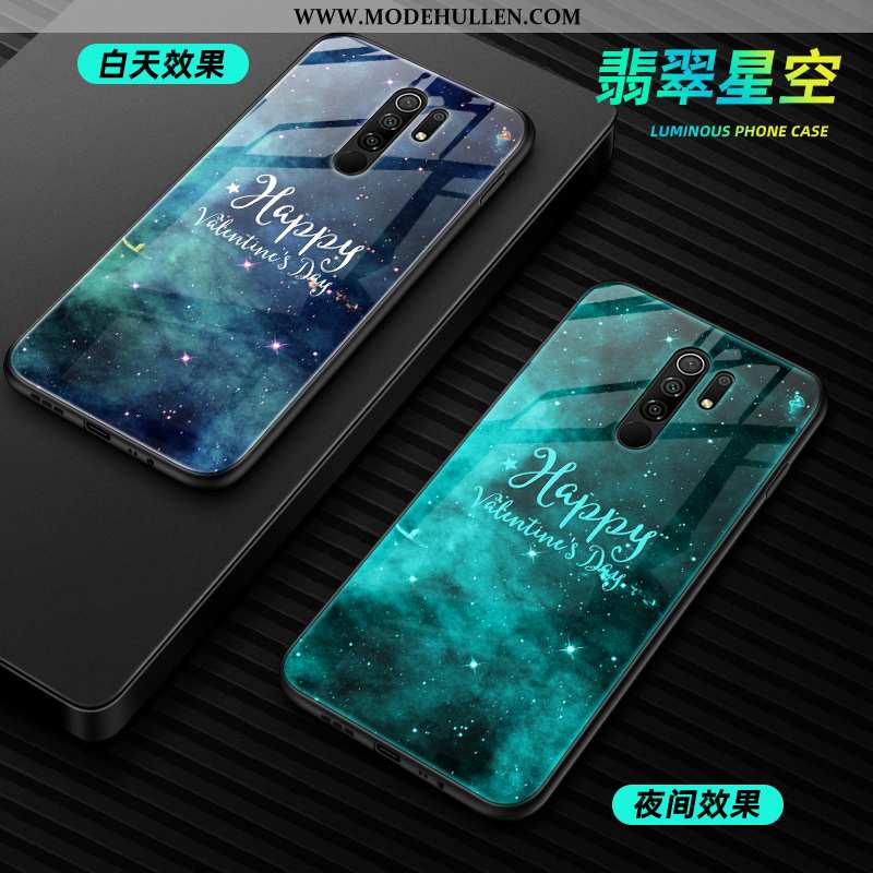 Hülle Xiaomi Redmi 9 Glas Mode Schwer Leuchtende Schutz Case Schwarz