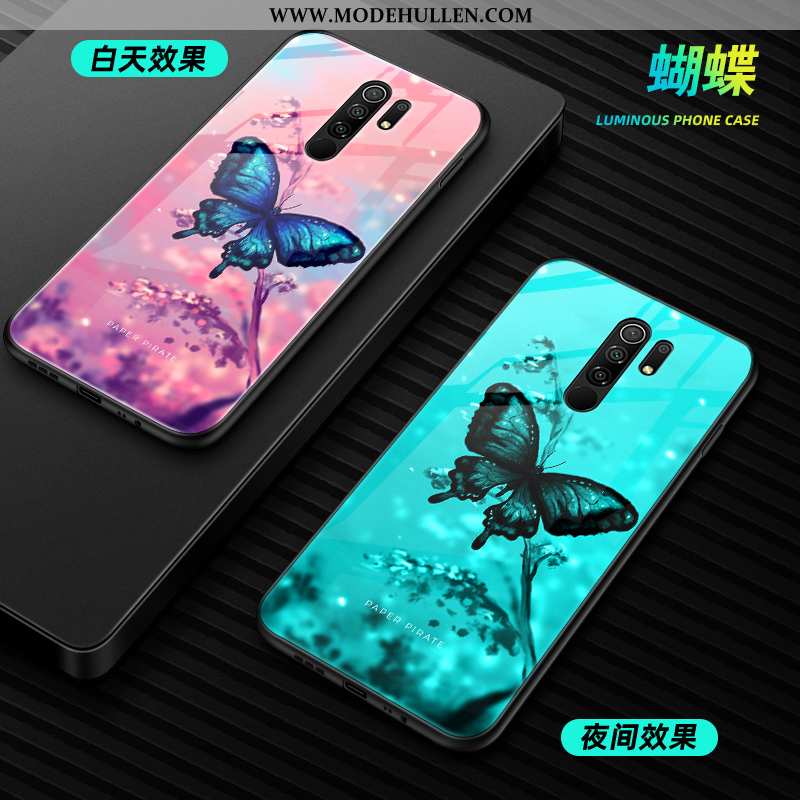 Hülle Xiaomi Redmi 9 Glas Mode Schwer Leuchtende Schutz Case Schwarz