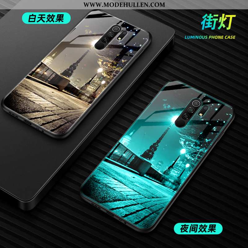 Hülle Xiaomi Redmi 9 Glas Mode Schwer Leuchtende Schutz Case Schwarz