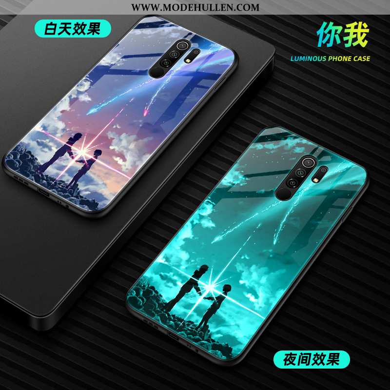 Hülle Xiaomi Redmi 9 Glas Mode Schwer Leuchtende Schutz Case Schwarz