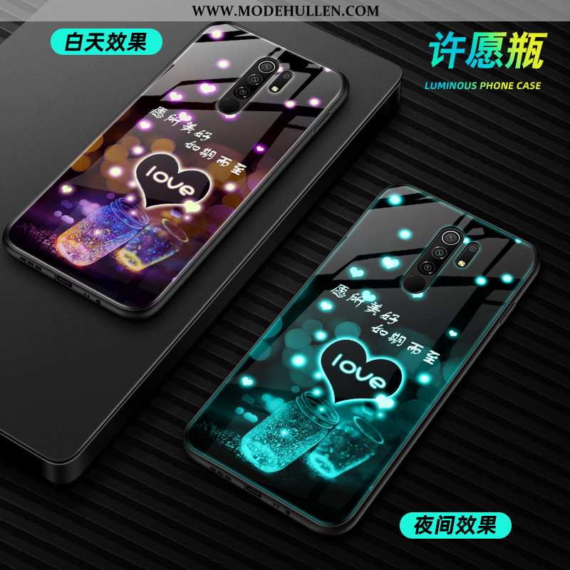 Hülle Xiaomi Redmi 9 Glas Mode Schwer Leuchtende Schutz Case Schwarz