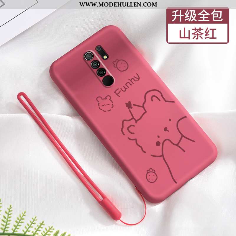 Hülle Xiaomi Redmi 9 Hängende Verzierungen Persönlichkeit Bär Case Trend Einfassung Rosa